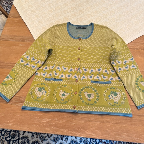 Gudrun Sjöden Charming CHICKEN Print Cardigan – NWOT - Picture 2 of 15